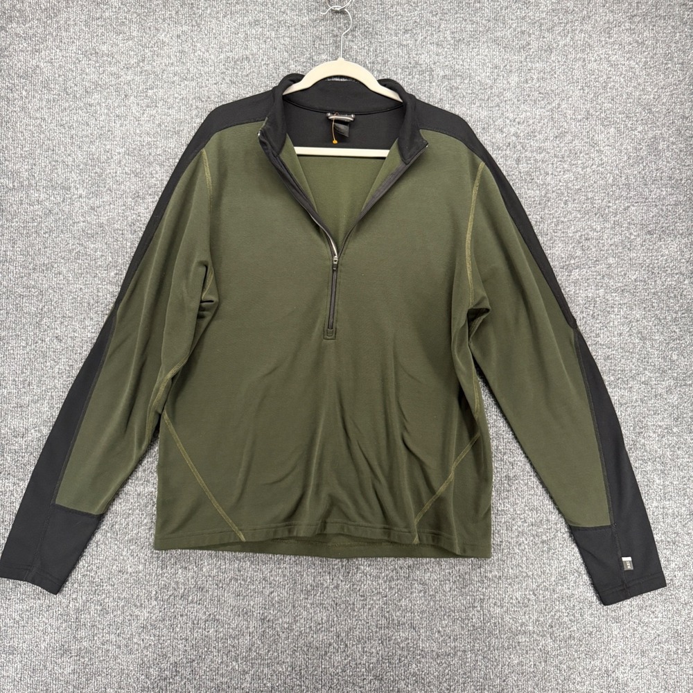 REI Pullover Sweater Mens XL Green Black 1/4 Zip Casual Outdoors Hiking Gorpcore